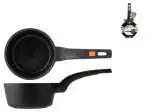 Casseruola bassa in alluminio con un manico, antiaderente, diametro 16 Cm Nero Pinti Inox