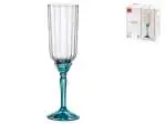 Set 6 Calici Florian In Vetro Piede Blu Per Prosecco, 21Cl