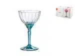 Set 6 Calici Florian In Vetro Piede Blu Per Champagne, 24Cl