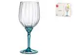 Set 6 Calici Florian In Vetro Piede Blu Per Vino Rosso, 53,5Cl