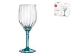 Set 6 Calici Florian In Vetro Piede Blu Per Vino Bianco, 38Cl