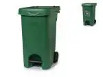 Bidone Con Pedale E Ruote Urban Eco, Plastica, Verde, 60Lt