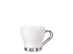 12x Bicchieri Aromateca Oslo In Vetro Opale Bianco Con Manico E Base In Acciaio Inox Cl 11