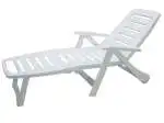 Lettino Resina Cancun Bianco Con Ruote, 72X190X60Cm