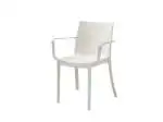 4x Sedia In Polipropilene Con Braccioli, Bianco, Cm58X55Xh.82