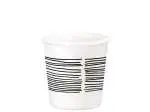 12x Bicchieri In Vetro Opale Caffeino Decoro Linee Cl9,5, Bianco E Nero