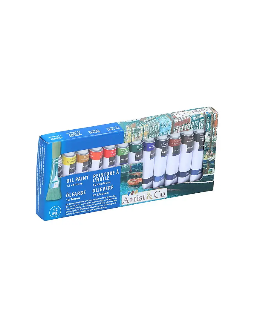 Oil paints in 12 ml tubes of 12 colors
