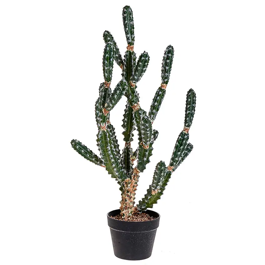 Cactus artificiale euphorbia con vaso • 83 cm