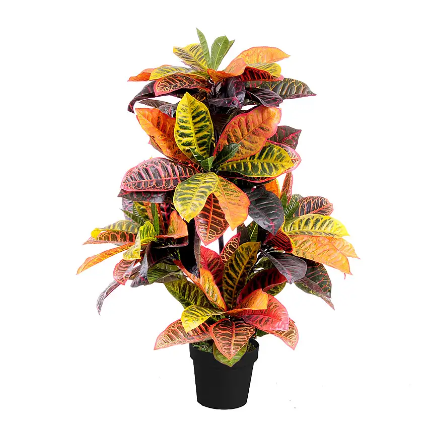 Verde artificiale Croton vaso 136 foglie • 100 cm