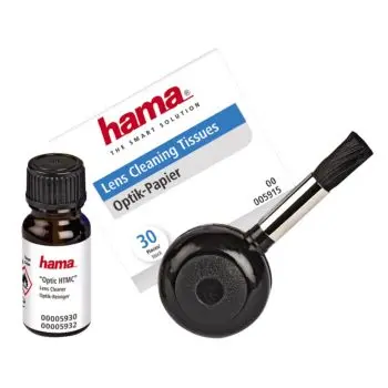 Hama Set di pulizia ottico, composto da: pennello pulizia pneumatico, liquido pulizia ottiche e carta pulizia