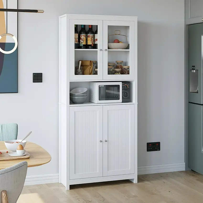 Credenza da cucina Alto Libreria Portaoggetti da Terra a 4 Ante