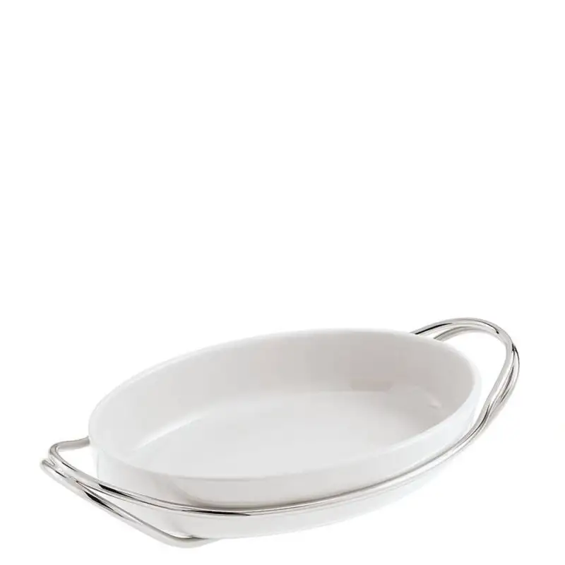 Supporto C/Pirofila Ovale Cm 44x27 New Living Inox