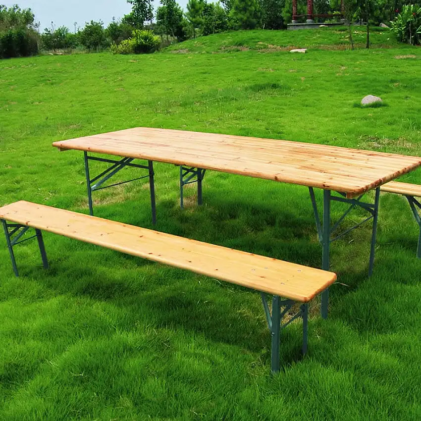 Set Birreria 200x70: Convivialità Rustica e Praticità Pieghevole per l'Esterno
