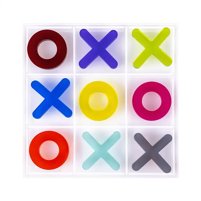 Vesta Home Set Gioco da Tavolo Tris in cristallo acrilico trasparente colorato
