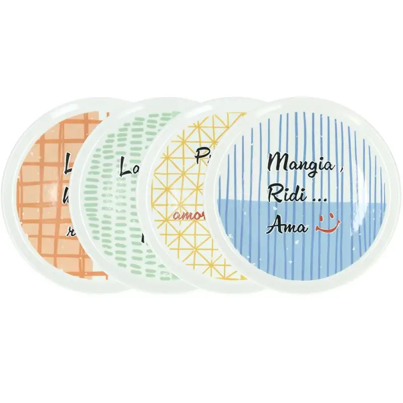 Tognana Set 4 Piatti Pizza "Cinzia" Multicolor in Porcellana Ø33 cm