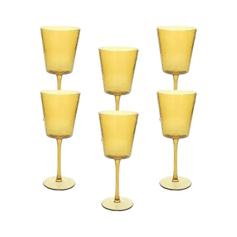 Tognana set 6 calici vino in vetro Alice giallo 370cc