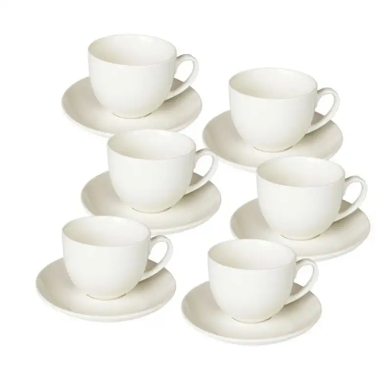 Tognana set 6 tazze caffè Perla con piattino in porcellana bianca