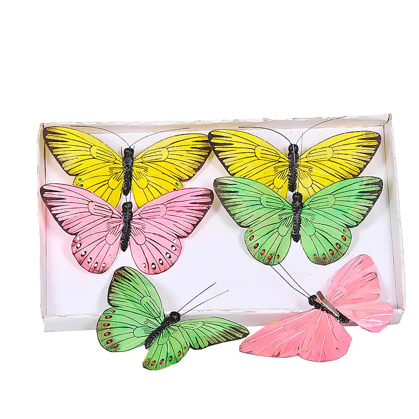 2 Pezzi • Farfalle con clip 12 pezzi • 14 cm