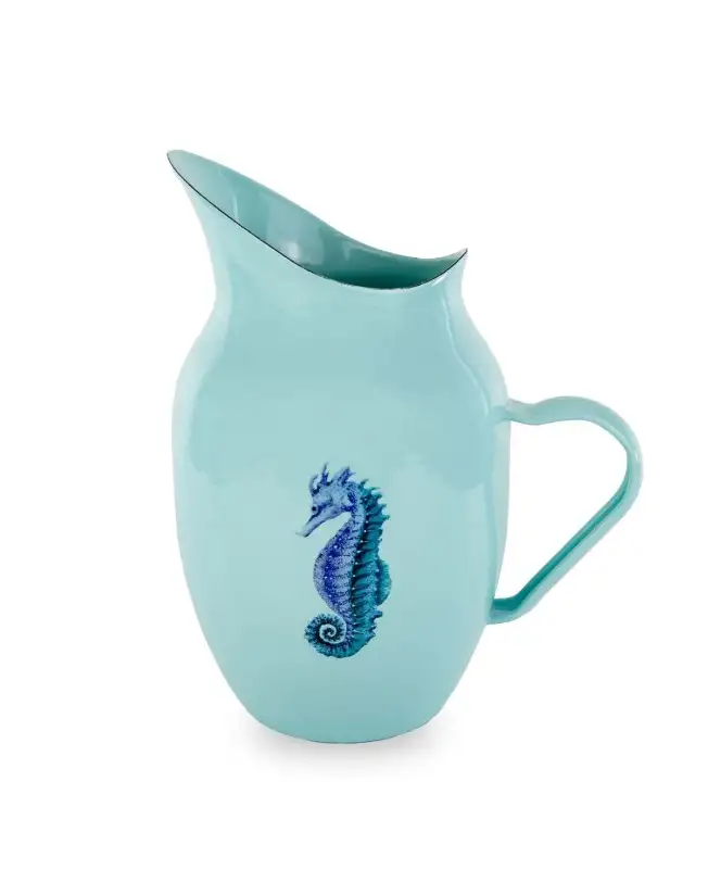 WD Lifestyle Caraffa in latta smaltata stile retrò Cavalluccio marino