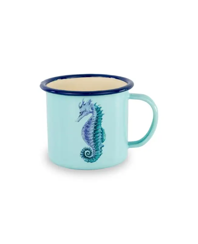WD Lifestyle tazza mug in latta smaltata stile retrò Cavalluccio marino