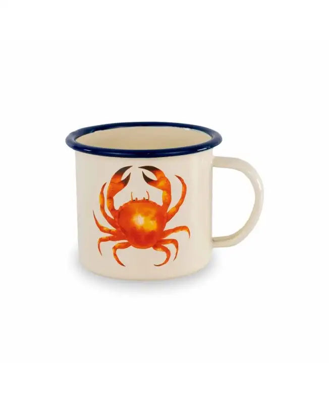 WD Lifestyle tazza mug in latta smaltata stile retrò Granchio