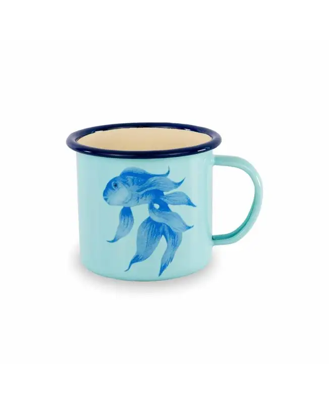WD Lifestyle tazza mug in latta smaltata stile retrò Pesce