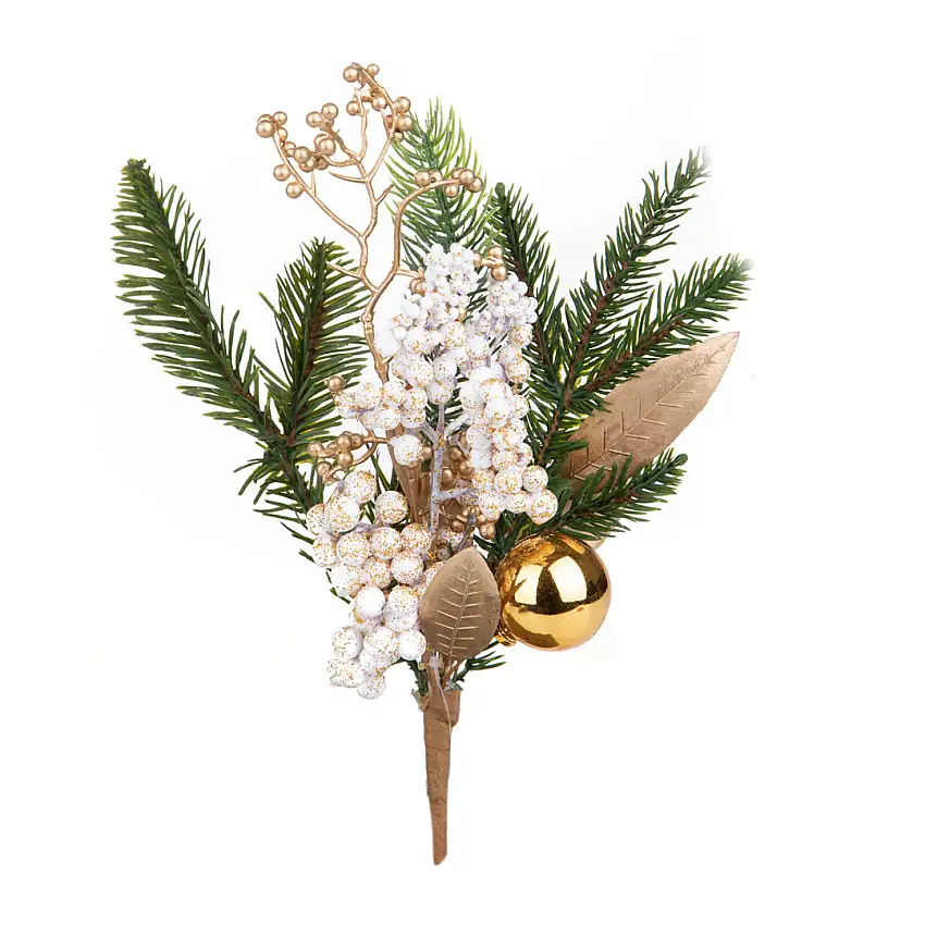 12 Pezzi • Ramo pino golden ball • 3,5x21x1 cm