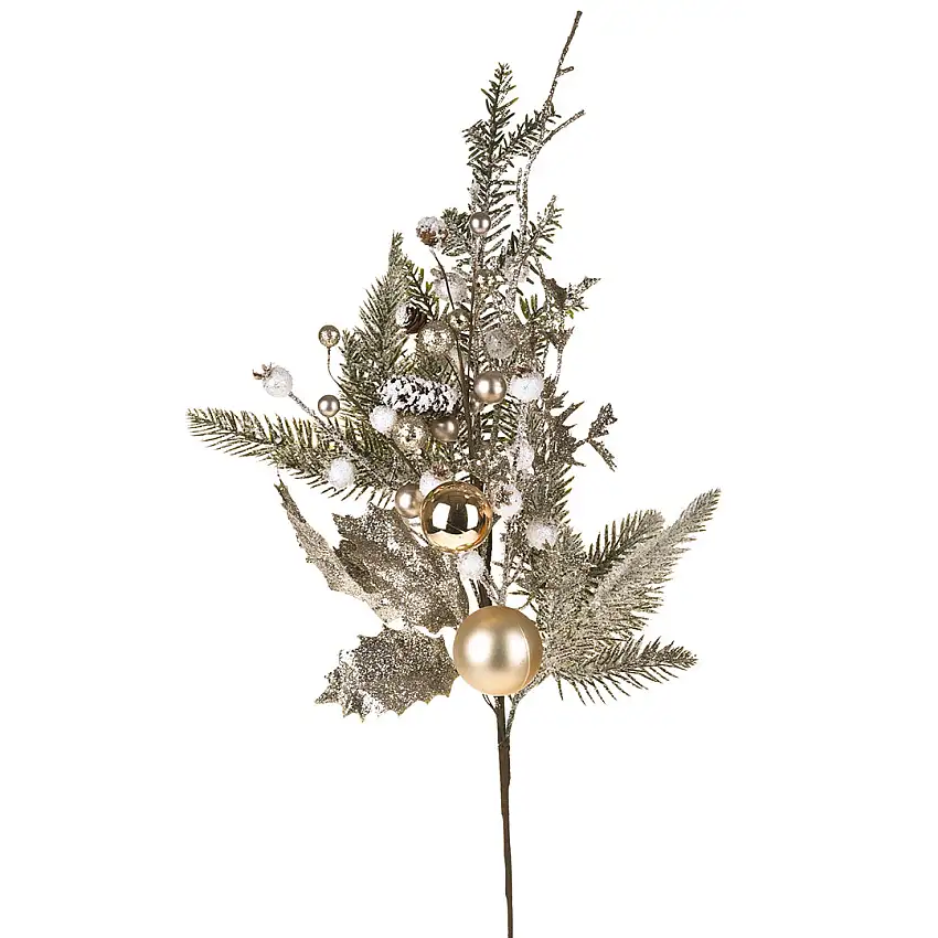 2 Pezzi • Ramo abete con palline • 74 cm