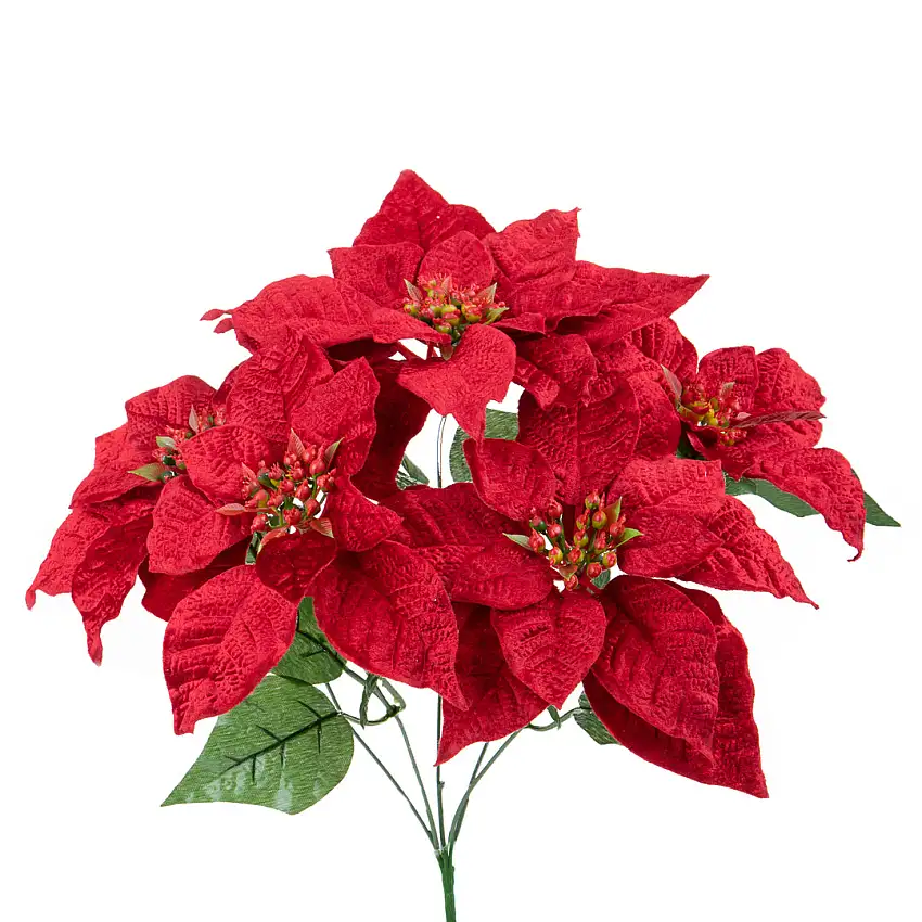 2 Pezzi • Stella natale per 5 diramazioni in velluto • 35 cm